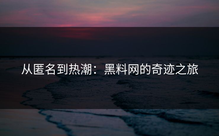 从匿名到热潮:黑料网的奇迹之旅 第1张 从匿名到热潮:黑料网的奇迹之旅 第1张