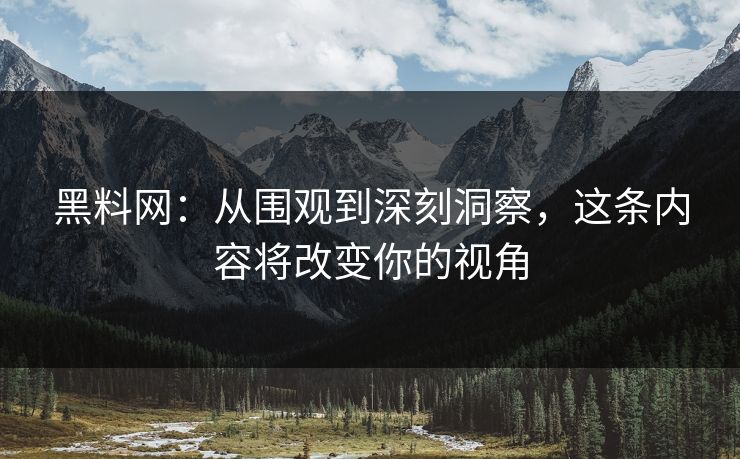 黑料网：从围观到深刻洞察，这条内容将改变你的视角  第1张