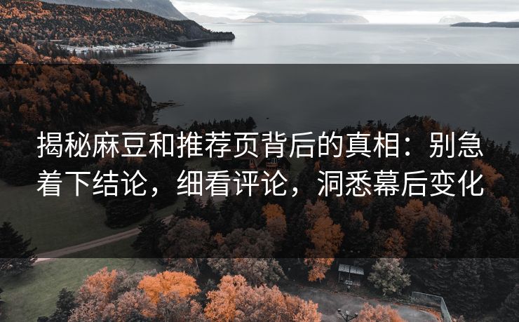 揭秘麻豆和推荐页背后的真相：别急着下结论，细看评论，洞悉幕后变化