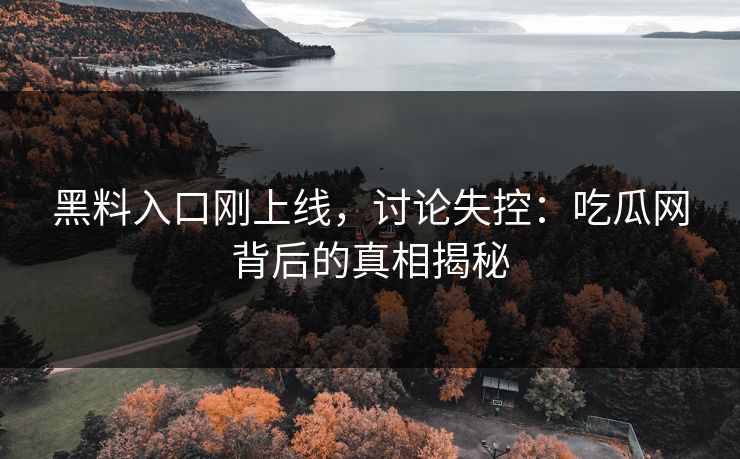 黑料入口刚上线，讨论失控：吃瓜网背后的真相揭秘  第1张