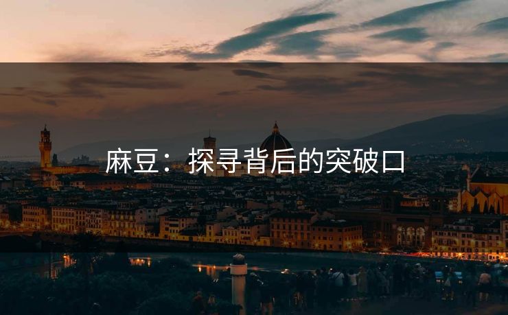 麻豆：探寻背后的突破口  第1张