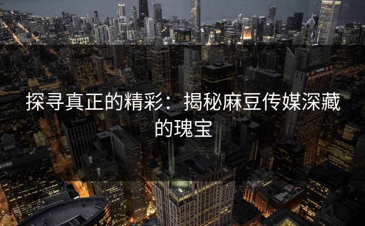 探寻真正的精彩：揭秘麻豆传媒深藏的瑰宝  第1张