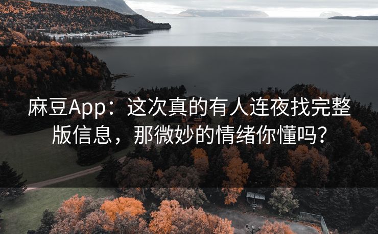 麻豆App：这次真的有人连夜找完整版信息，那微妙的情绪你懂吗？  第1张