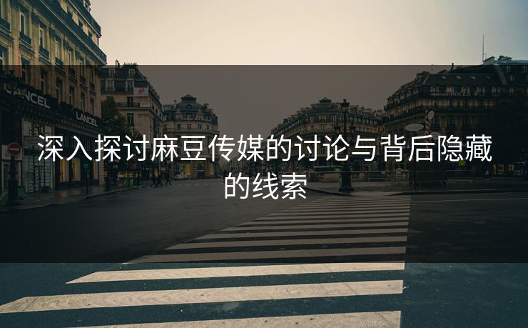 深入探讨麻豆传媒的讨论与背后隐藏的线索  第1张