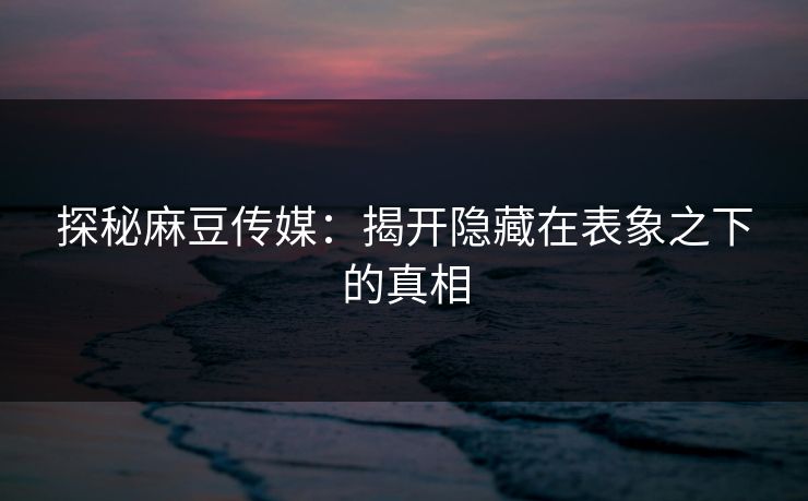 探秘麻豆传媒：揭开隐藏在表象之下的真相  第1张