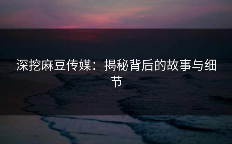 深挖麻豆传媒：揭秘背后的故事与细节  第1张