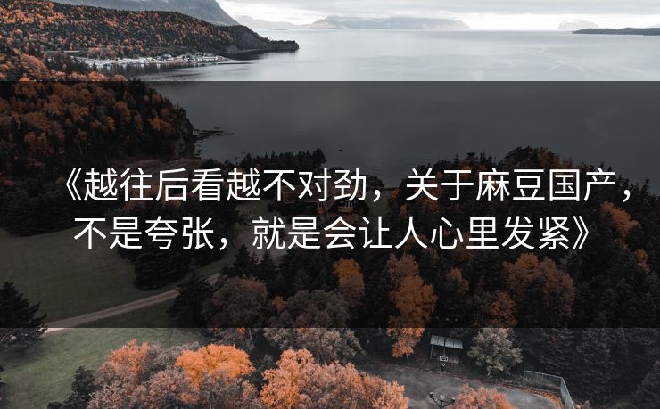 《越往后看越不对劲,关于麻豆国产,不是夸张,就是会让人心里发紧》 第1张 《越往后看越不对劲,关于麻豆国产,不是夸张,就是会让人心里发紧》 第1张