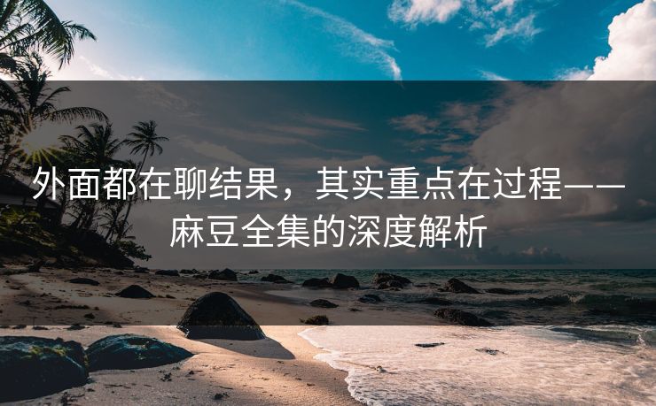 外面都在聊结果，其实重点在过程——麻豆全集的深度解析