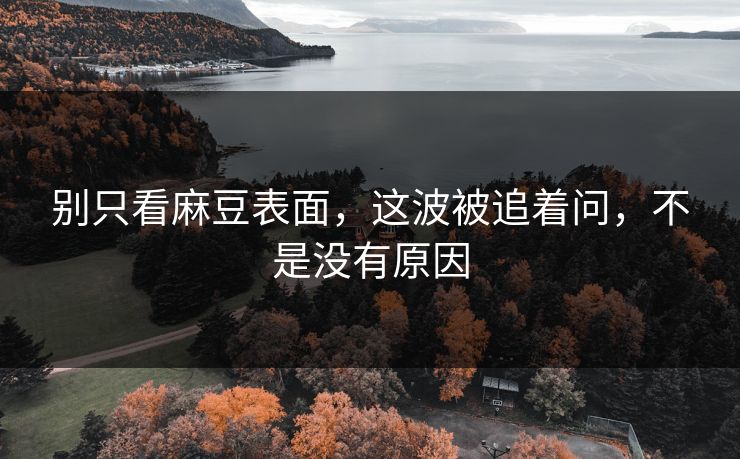 别只看麻豆表面,这波被追着问,不是没有原因 别只看麻豆表面,这波被追着问,不是没有原因