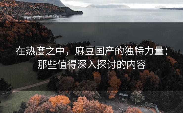 在热度之中，麻豆国产的独特力量：那些值得深入探讨的内容  第1张
